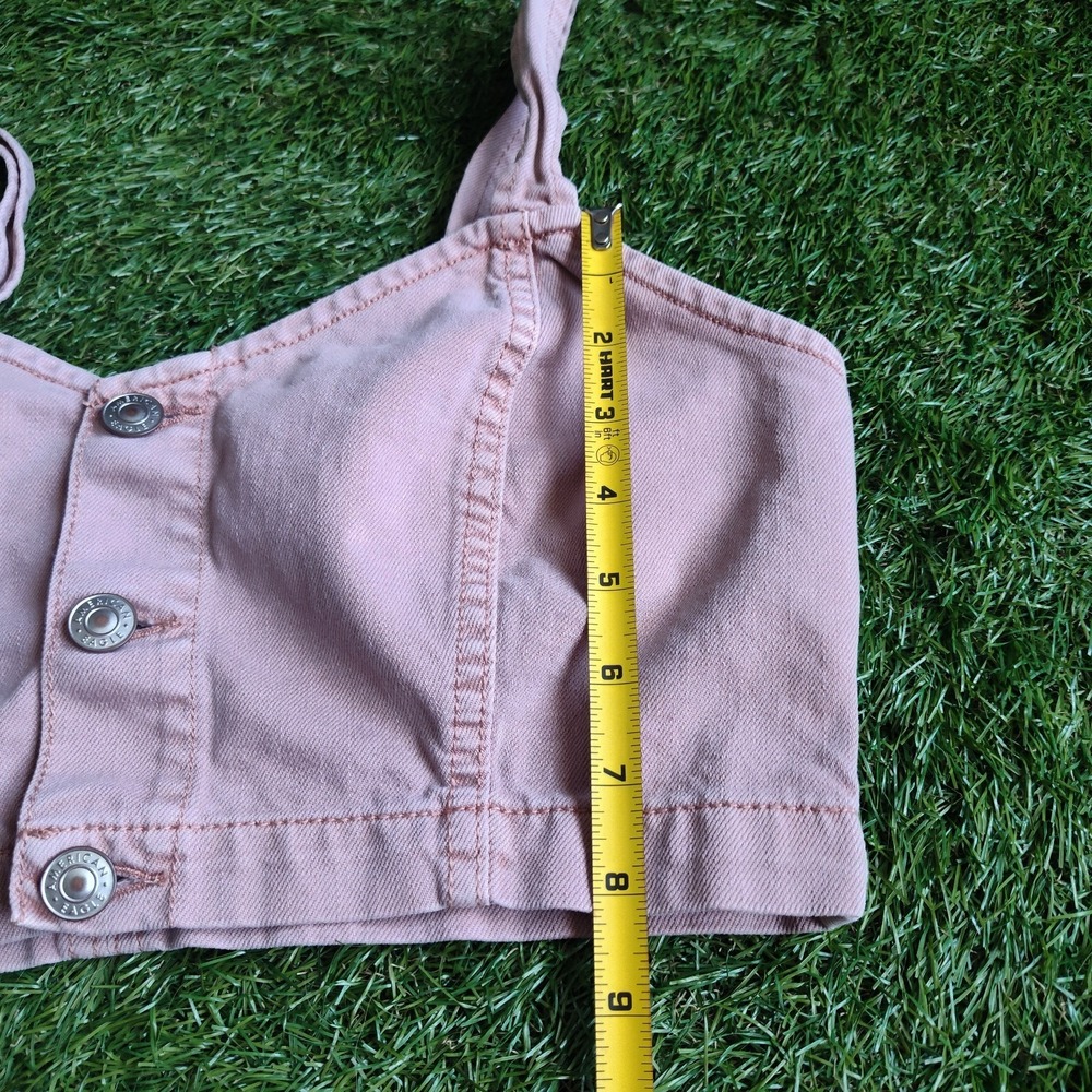 American Eagle Denim Bralette Top Mauve Size 6 Dusty Pink 100% Cotton Cropped - Picture 10 of 11